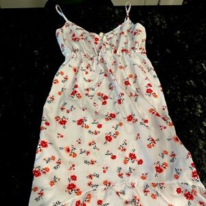High low red and white floral Strappy dress (S)